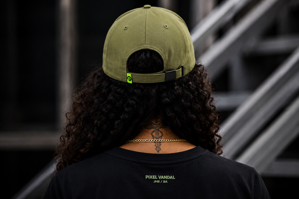 Pixel Vandal JHB Cap — Olive Two-Tone Edition