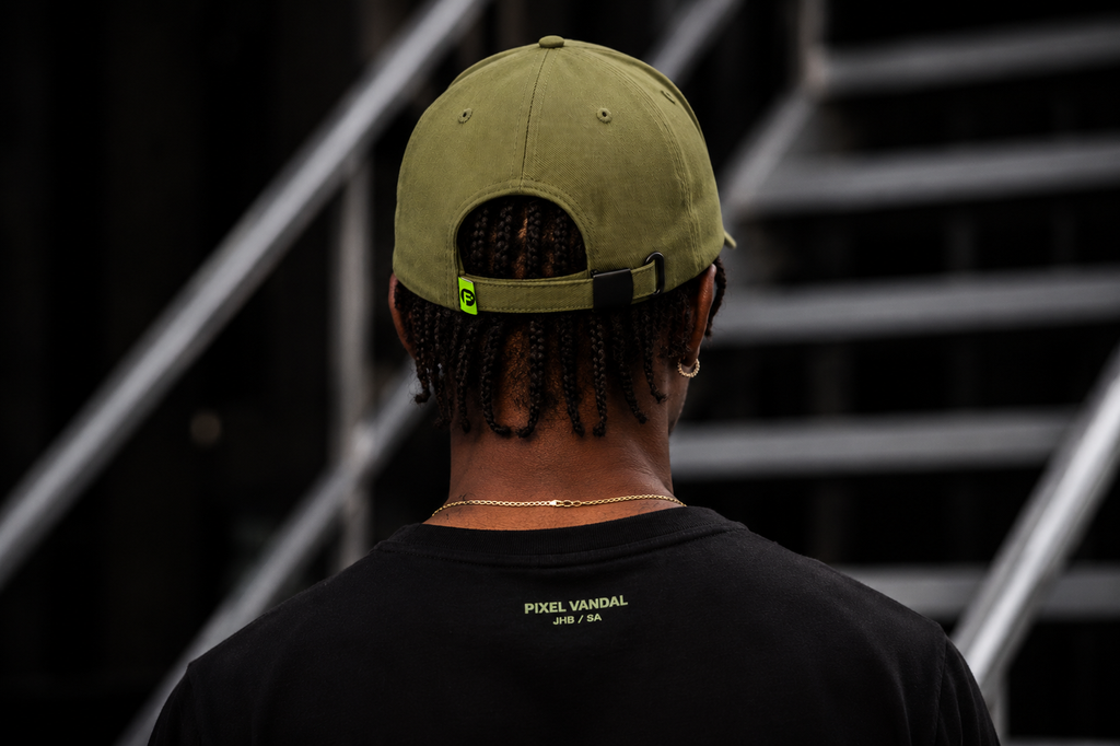 Pixel Vandal JHB Cap — Olive / Forest Green Edition
