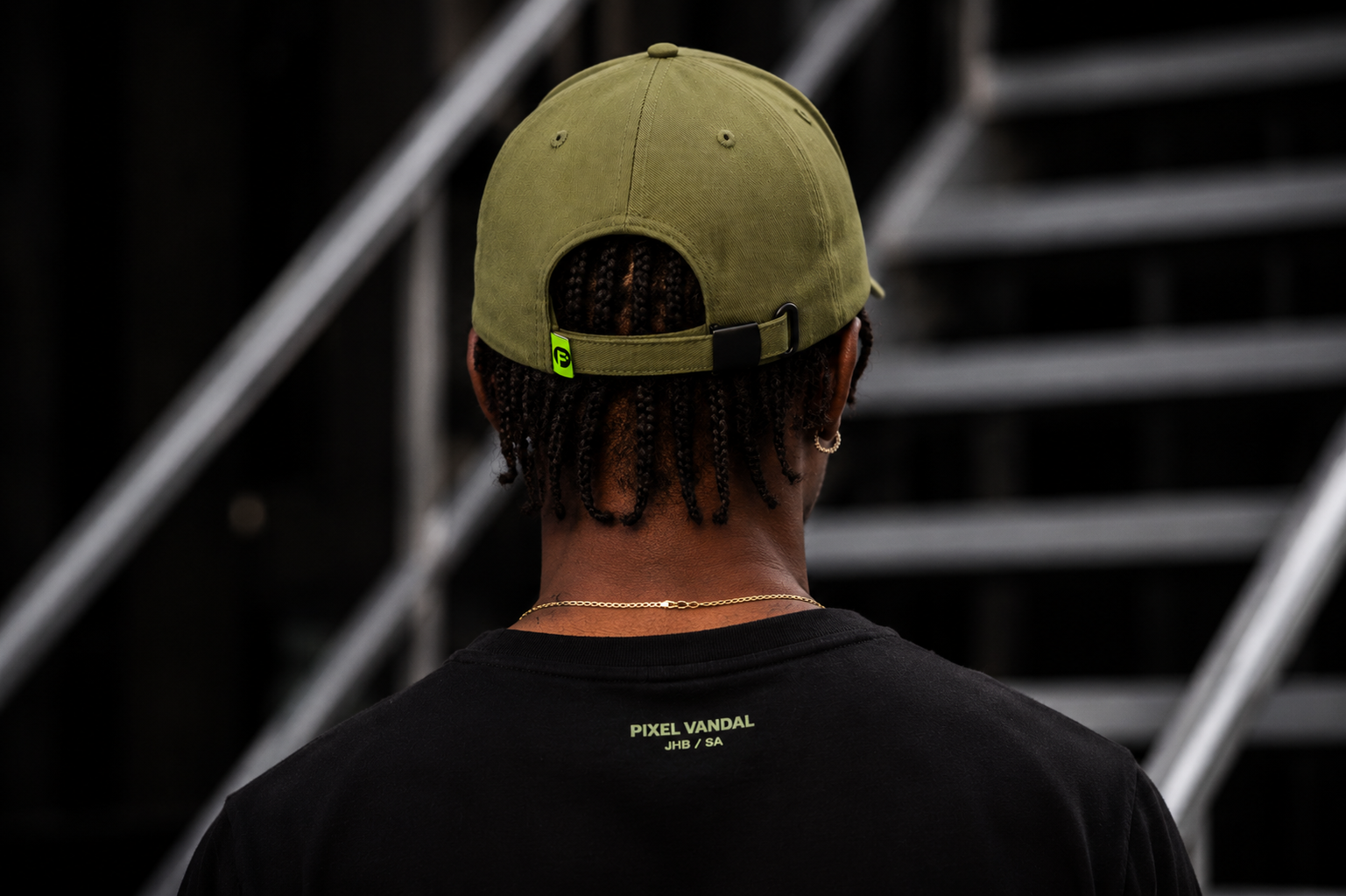 Pixel Vandal JHB Cap — Olive / Forest Green Edition